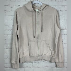 H&M Womens Full Zip Up Hoodie‎ Sweatshirt Drawstring Long Sleeve Pink Size M